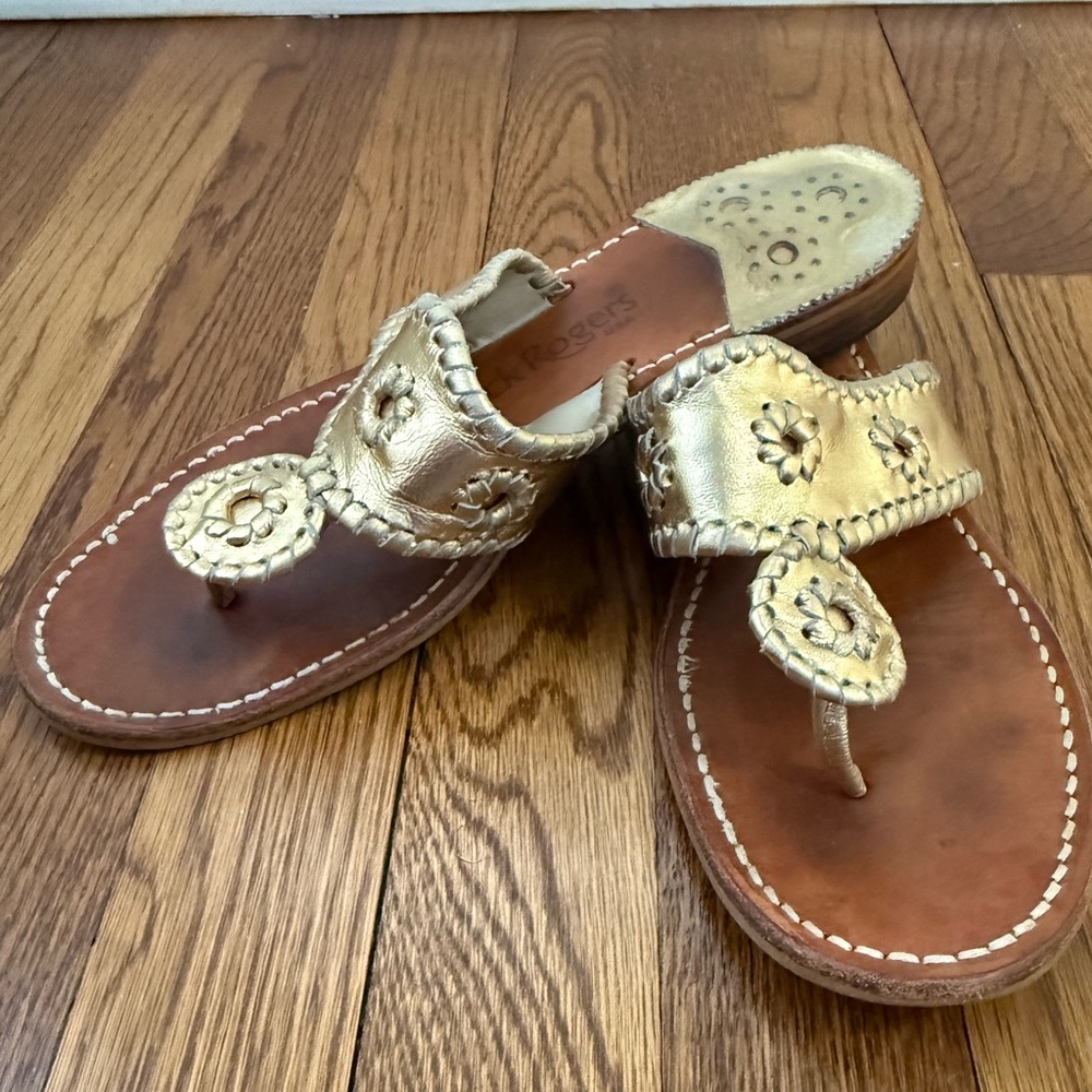Jack Rogers Women's Gold Sandals - Picture 2 of 5